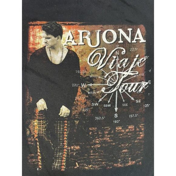 Arjona Viaje Tour Graphic T-shirt Men XL Black Short Sleeve Music - Picture 2 of 6